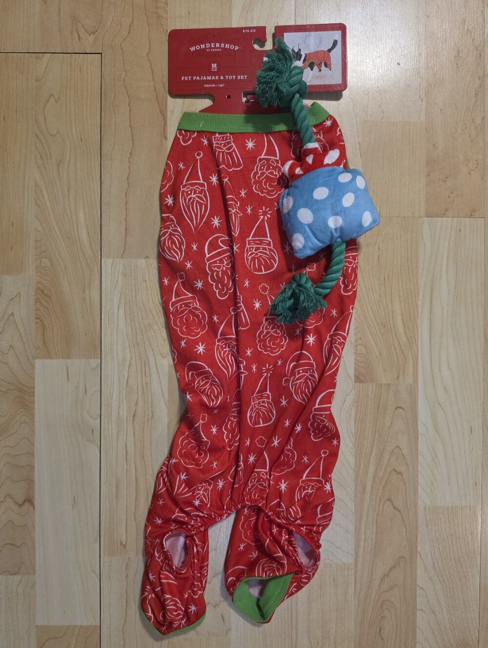 Wondershop at Target Pet Dog Red Holiday Pajamas & Toy Size M up to 40lbs New